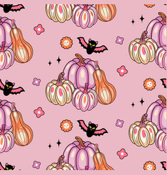 Halloween Pumpkins Orange And Pink Seamless