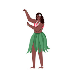 Hawaiian Girl Hula Dancer In Skirt Tropical