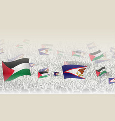 Palestine And American Samoa Flags In A Crowd Of