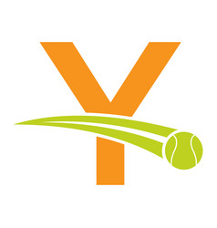 Tennis Logo On Letter Y Concept With Moving