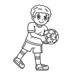 Boy With A Soccer Ball Isolated Coloring Page