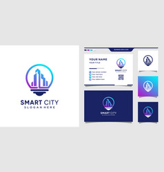 Building Logo With Bulb Concept And Business Card