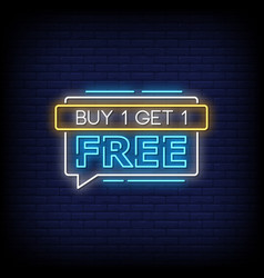 Neon Sign Buy One Get One Free With Brick Wall Bac