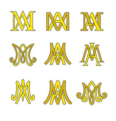 Monogram Of Ave Maria Symbols Set