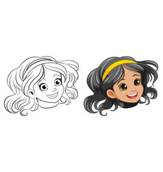 Smiling Girl Cartoon With Fancy Head Accessory