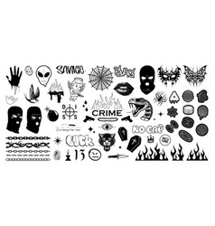 Crime Elements Graphic Set Gang Tattoo Brutalism