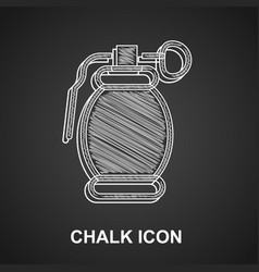 Chalk Hand Grenade Icon Isolated On Black