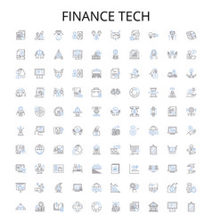 Finance Tech Outline Icons Collection Fintech