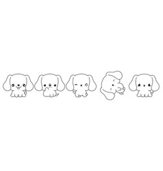 Set Of Cartoon Puppy Coloring Page