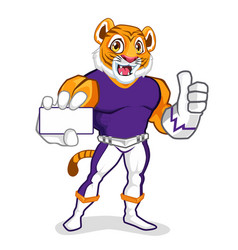 Tiger Hero Muscle Mascot Cartoon