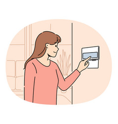 Woman Using Smart Home System