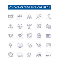 Data Analytics Management Line Icons Signs Set