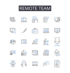 Remote Team Line Icons Collection Virtual Staff