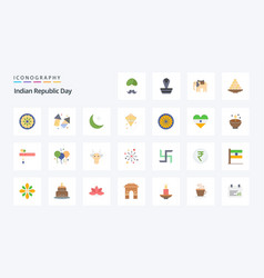 25 Indian Republic Day Flat Color Icon Pack