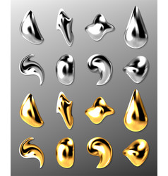 Liquid Gold Or Silver Drops 3d Abstract Mercury