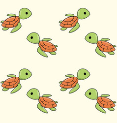 Seamless Pattern With Sea Turtle Cartoon Swimming