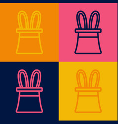 Pop Art Line Magician Hat And Rabbit Ears Icon