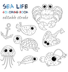 Sea Life And Anchor Original Coloring Pages