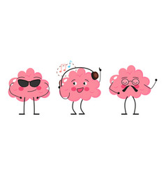 Cartoon Brain Emoji Emotion Brainy Set