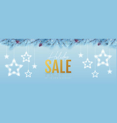 Christmas Holiday Sale Banner With Glowing Stars