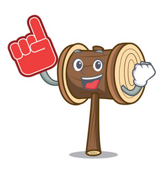 Foam Finger Mallet Mascot Cartoon Style