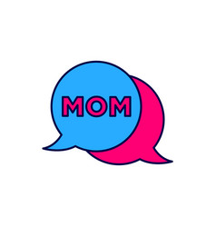 Filled Outline Speech Bubble Mom Icon Isolated