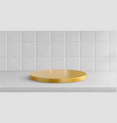 Gold Podium On Kitchen Or Bathroom Tile Background