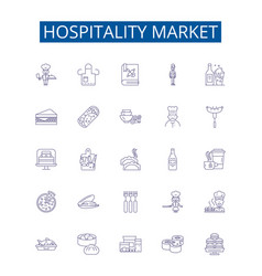 Hospitality Market Line Icons Signs Set Design