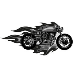 Monochromatic Custom Motorcycle With Flames