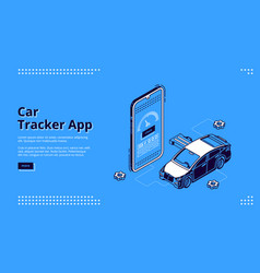 Car Tracker App Isometric Landing Page Gps Service