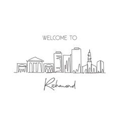 One Single Line Drawing Of Richmond City Skyline