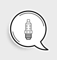 Line Car Spark Plug Icon Isolated On Grey