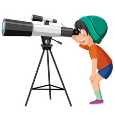 A Boy Looking Through Telescope