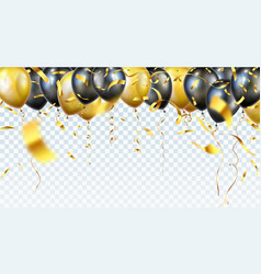 Balloon Seamless Border With Shiny Gold Glitter