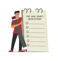 Man Hold A New Year Resolutions List