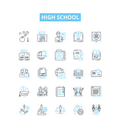 High School Line Icons Set School