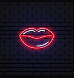 Line Art Lips Neon For Banner Design