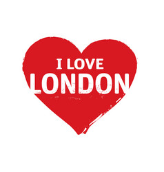 Red Grunge Heart Stamp I Love London Outline