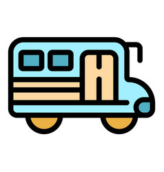 School Bus Icon Color Outline