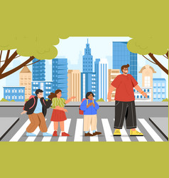 Children At Crosswalk Concept