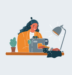 Creative Woman Using Sewing