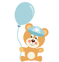 Cute Baby Boy Teddy Bear Holding A Balloon