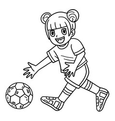 Girl Picking Soccer Ball Isolated Coloring Page