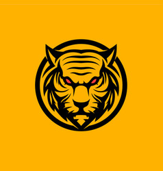 Angry Tiger Head Logo Icon In Simple Tribal Line