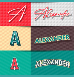 Male Name Alexander In Various Retro Graphic