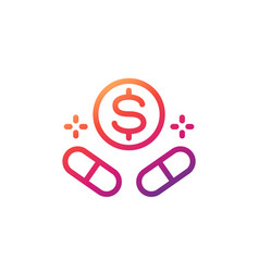 Medication Cost Line Icon On White