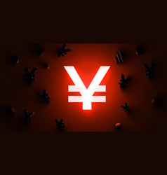 Yen Sign Neon Light Dark Banner