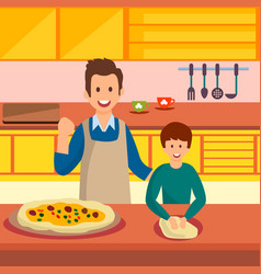 Father And Son Cooking Pizza