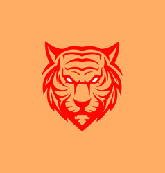 Angry Tiger Head Logo Icon With Red Oriental