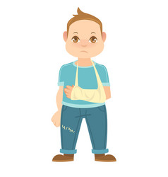 Boy cartoon broken arm and leg Royalty Free Vector Image